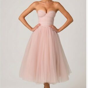 Oh Polly Blush Strapless Tulle Dress
